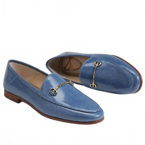 NEW SAM EDELMAN women's loraine leather loafer in blue - Picture 2 of 5
